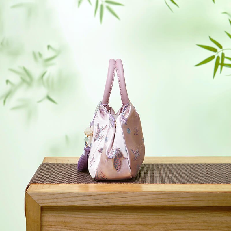 Gentle Bloom Silk Handbag – Babylon Leather - Babylon LeatherBabylon LeatherTX163-Pink
