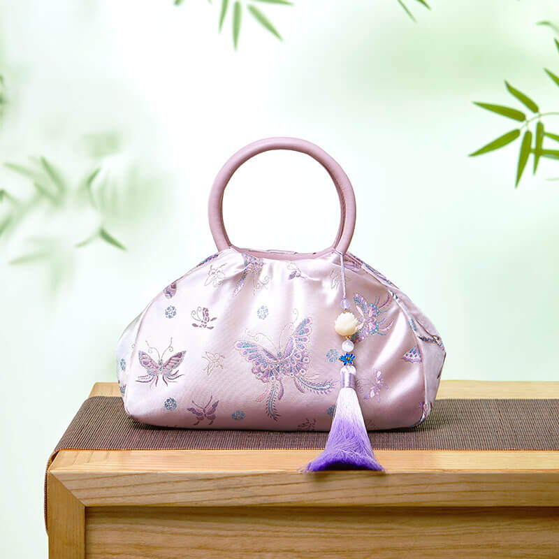 Gentle Bloom Silk Handbag – Babylon Leather - Babylon LeatherBabylon LeatherTX163-Pink
