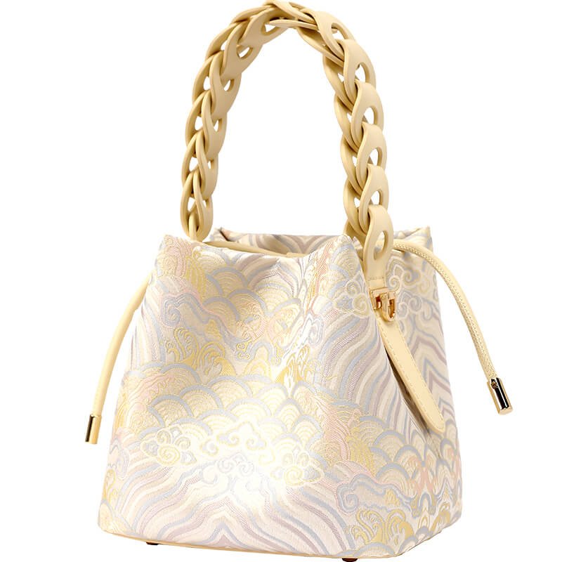 Gentle Orbit Leather and Silk Handbag Bucket Bag – Babylon Leather - Babylon LeatherBabylon LeatherTX155-Light Yellow