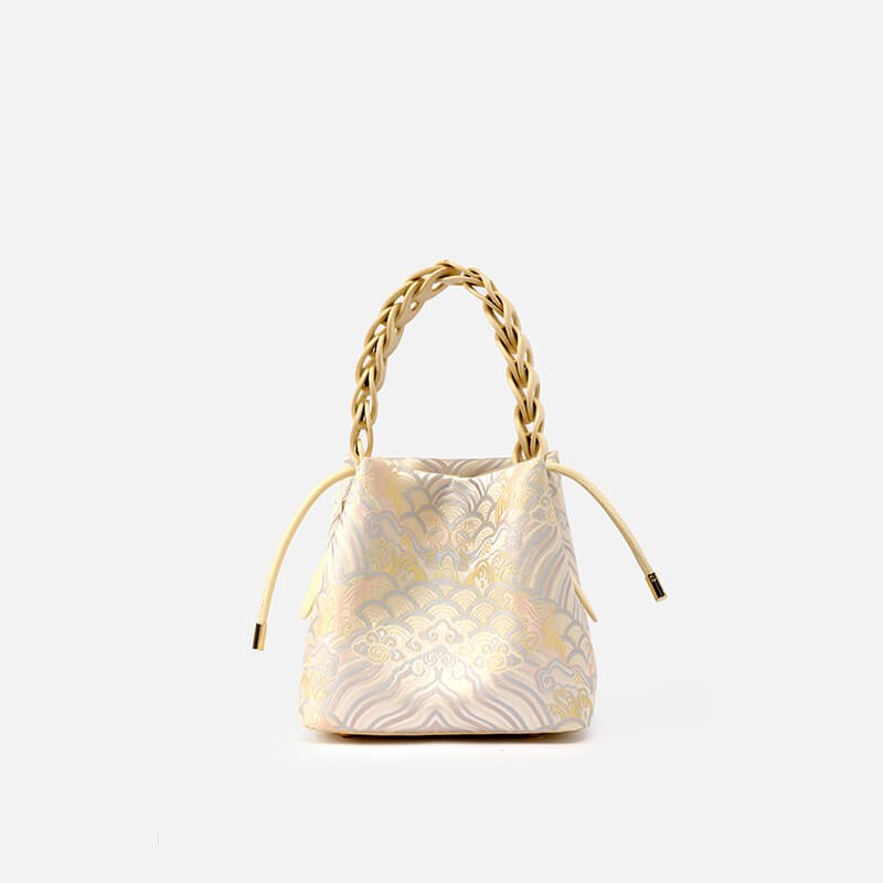 Gentle Orbit Leather and Silk Handbag Bucket Bag – Babylon Leather - Babylon LeatherBabylon LeatherTX155-Light Yellow