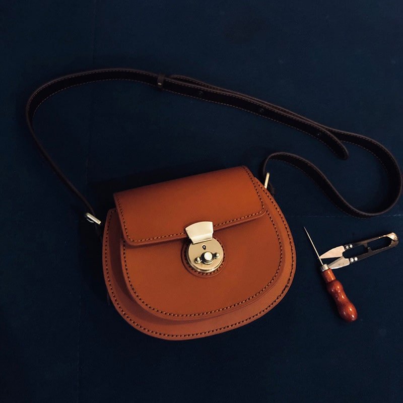 Genuine Leather Colorful Saddle Shoulder Bag DIY Kit – Babylon Leather - Babylon LeatherBabylon LeatherFJ07 - Coffee