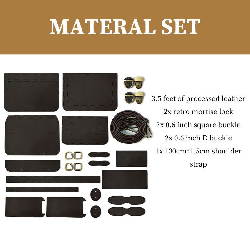 Genuine Leather Double - layer Messenger Bag DIY Kit – Babylon Leather - Babylon LeatherBabylon LeatherFJ05-Coffee