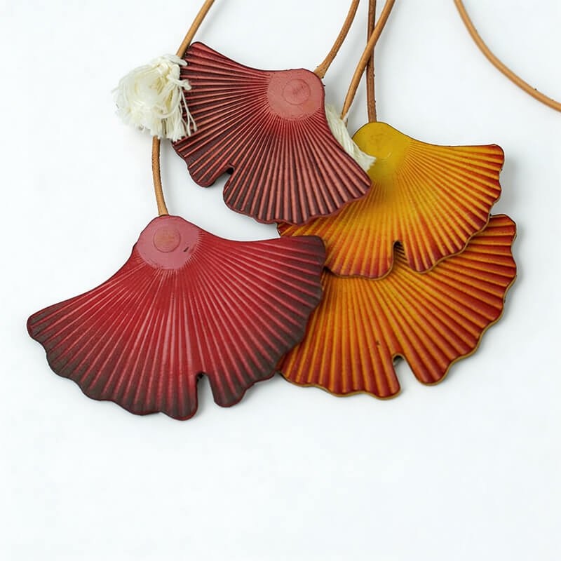 Ginkgo Leaf Leather Bag Charm – Babylon Leather - Babylon LeatherBabylon LeatherLL48-Red