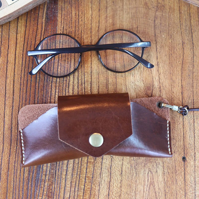 Glasses Case with Lanyard Veg Tanned Leather DIY Kit – Babylon Leather - Babylon LeatherBabylon LeatherCY12-Coffee