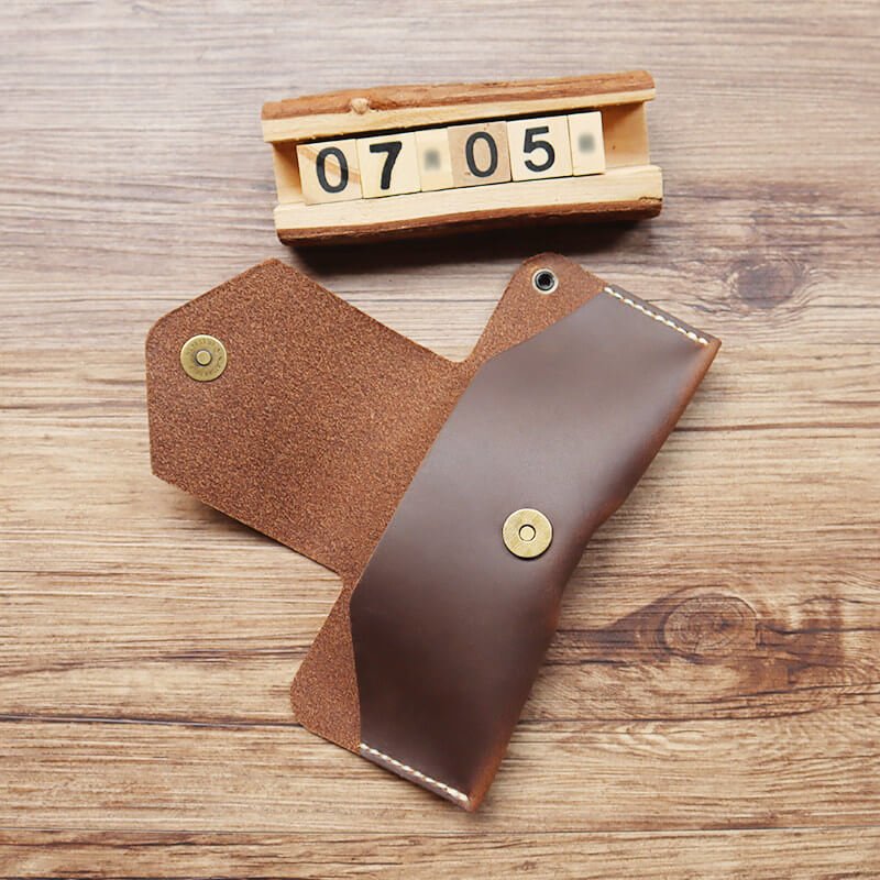 Glasses Case with Strap Crazy Horse Leather DIY Kit – Babylon Leather - Babylon LeatherBabylon LeatherCY11-Brown