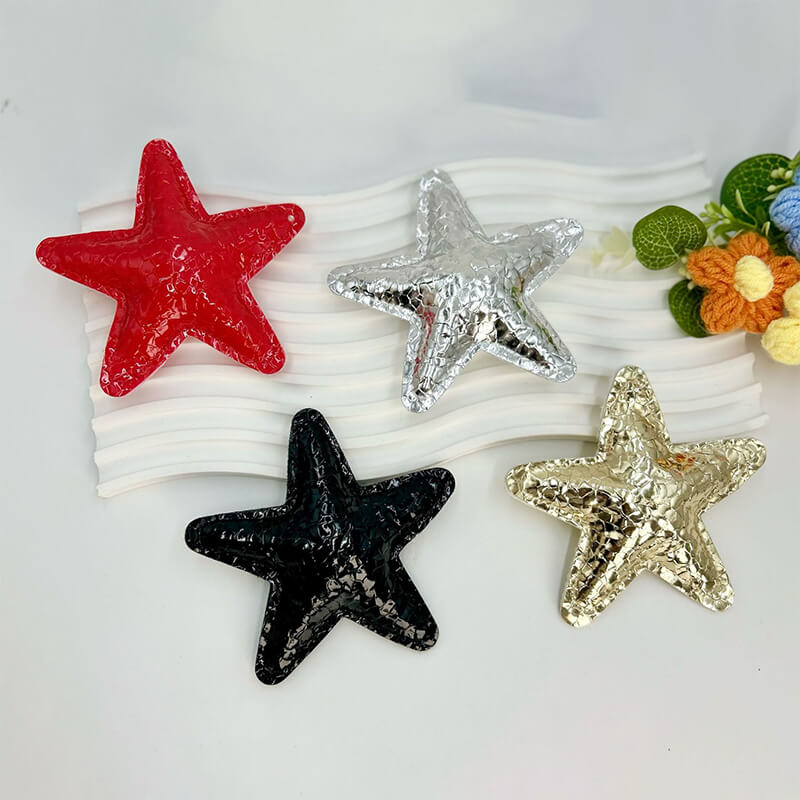 Glossy Pleated Star PU Leather Bag Charm Pendant - Babylon Leather - Babylon LeatherBabylon LeatherPP26-Black