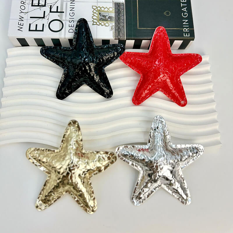 Glossy Pleated Star PU Leather Bag Charm Pendant - Babylon Leather - Babylon LeatherBabylon LeatherPP26-Black
