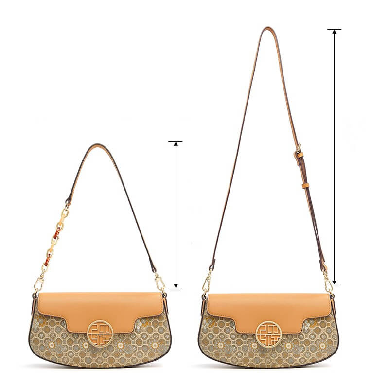 Golden Orbit Leather and Silk Shoulder Bag – Babylon Leather - Babylon LeatherBabylon LeatherTX224-Brown
