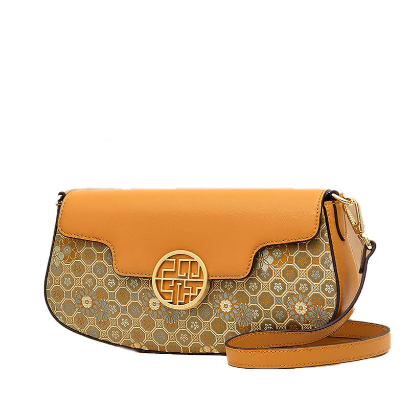 Golden Orbit Leather and Silk Shoulder Bag – Babylon Leather - Babylon LeatherBabylon LeatherTX224-Brown