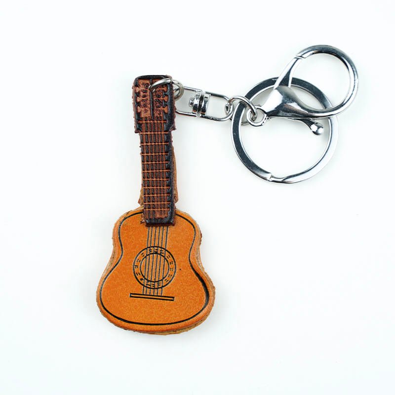 Guitar Shaped Leather Keychain – Babylon Leather - Babylon LeatherBabylon LeatherLL32-Brown