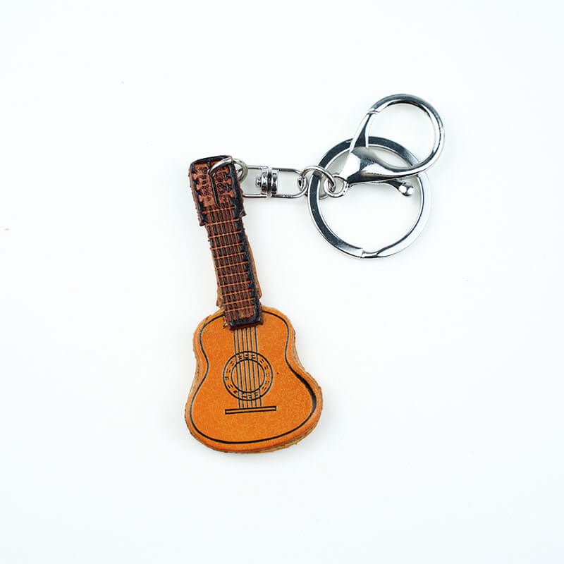 Guitar Shaped Leather Keychain – Babylon Leather - Babylon LeatherBabylon LeatherLL32-Brown