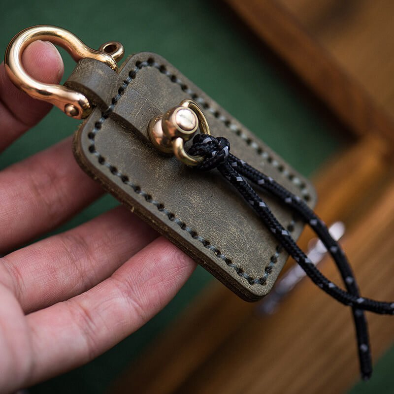 Handmade Leather Keychain Accessory DIY Kit – Babylon Leather - Babylon LeatherBabylon LeatherLZ88-Olive Green	Distressed  & Nubuck & Lanyard