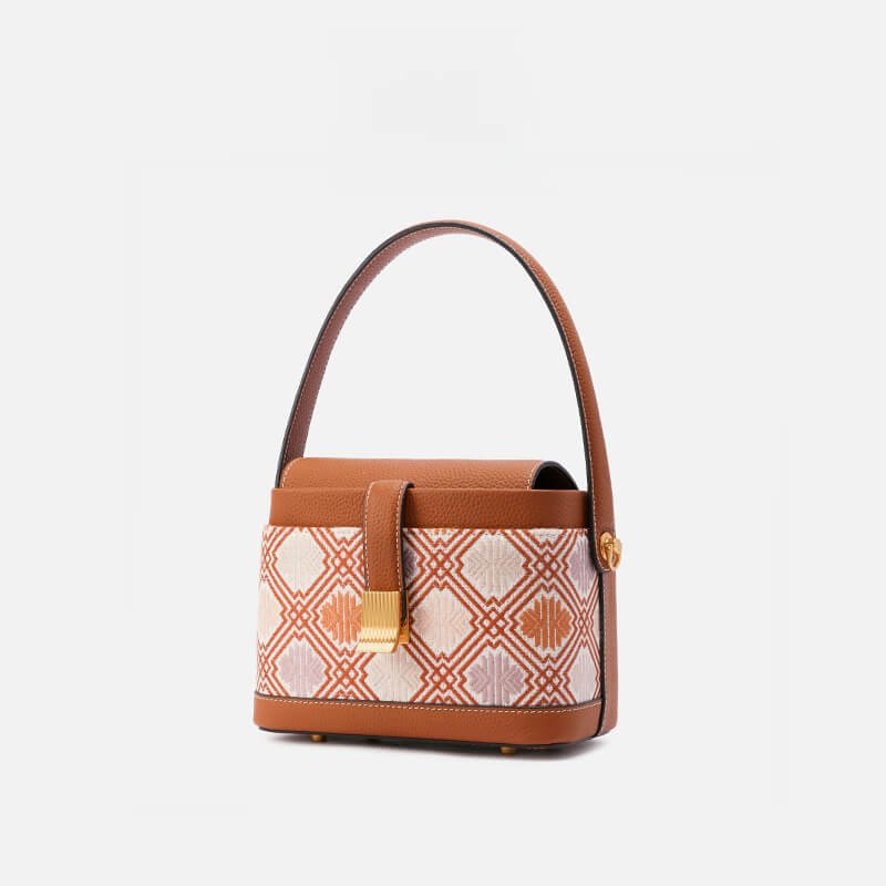 Harmonic Path Leather and Silk Handbag – Babylon Leather - Babylon LeatherBabylon LeatherTX097-Brown