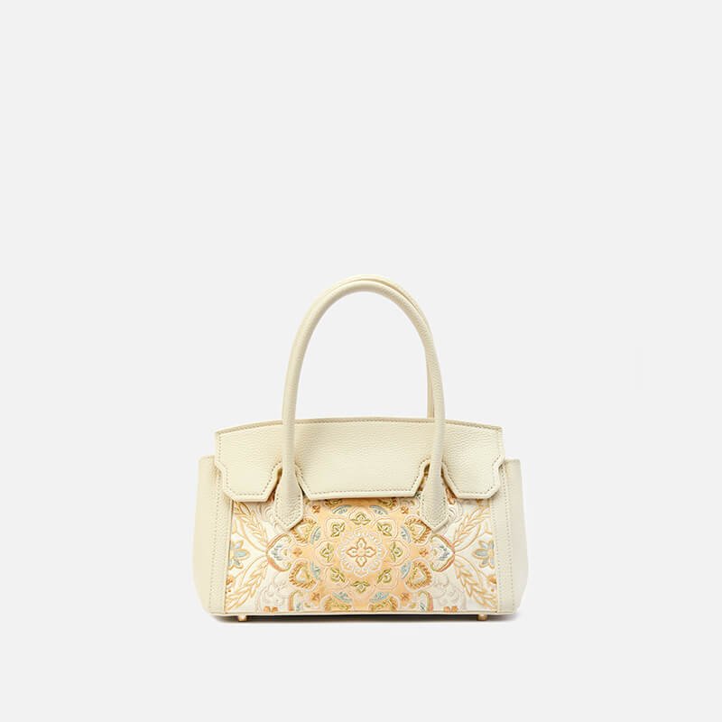 Harmony of Being Leather and Silk Shoulder Handbag – Babylon Leather - Babylon LeatherBabylon LeatherTX223-White