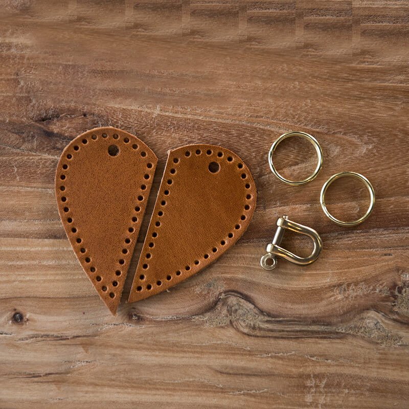 Heart Leather Keychain DIY Kit | Solid Brass Hardware — Babylon Leather - Babylon LeatherBabylon LeatherLZ60-Brown-Veg Tanned Leather
