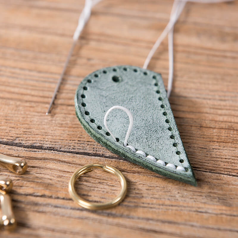 Heart Leather Keychain DIY Kit | Solid Brass Hardware — Babylon Leather - Babylon LeatherBabylon LeatherLZ60-Green-Fog Wax Leather