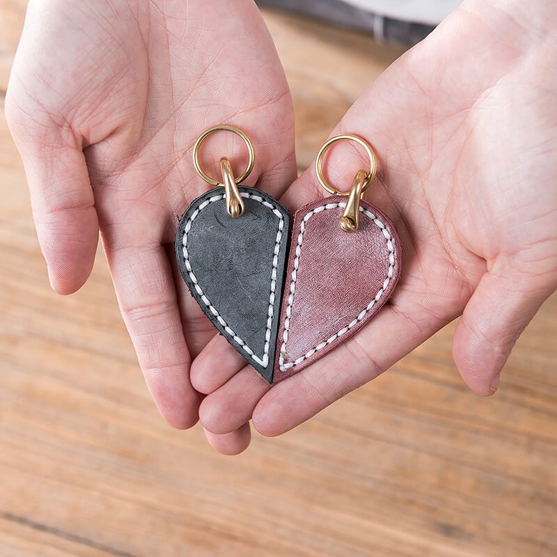 Heart Leather Keychain DIY Kit | Solid Brass Hardware — Babylon Leather - Babylon LeatherBabylon LeatherLZ60-Green-Fog Wax Leather