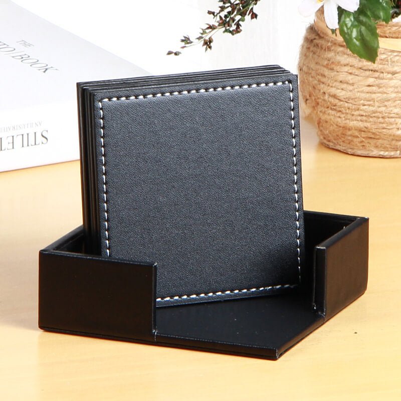 Heat-Resistant Coaster Set, 6 Pieces – Babylon Leather - Babylon LeatherBabylon LeatherRH04-Black-Square