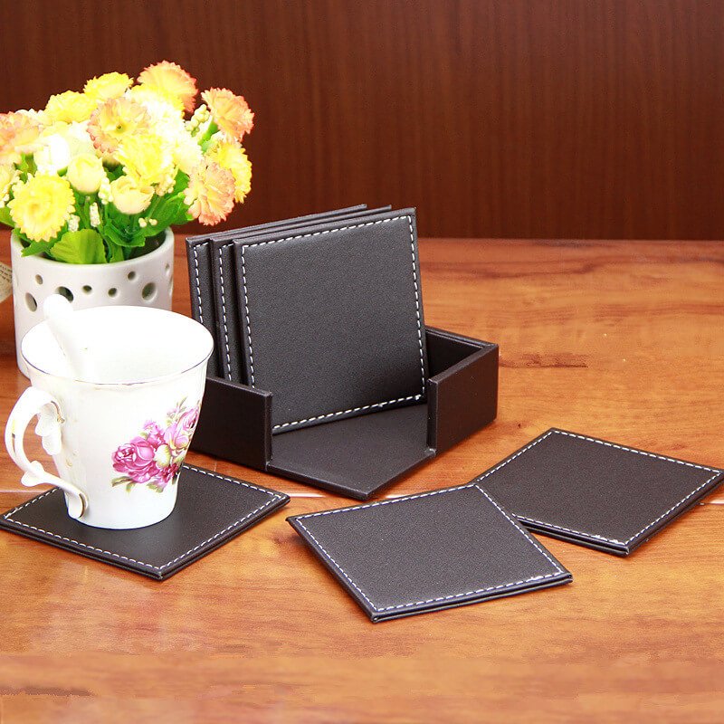 Heat-Resistant Coaster Set, 6 Pieces – Babylon Leather - Babylon LeatherBabylon LeatherRH04-Coffee-Square