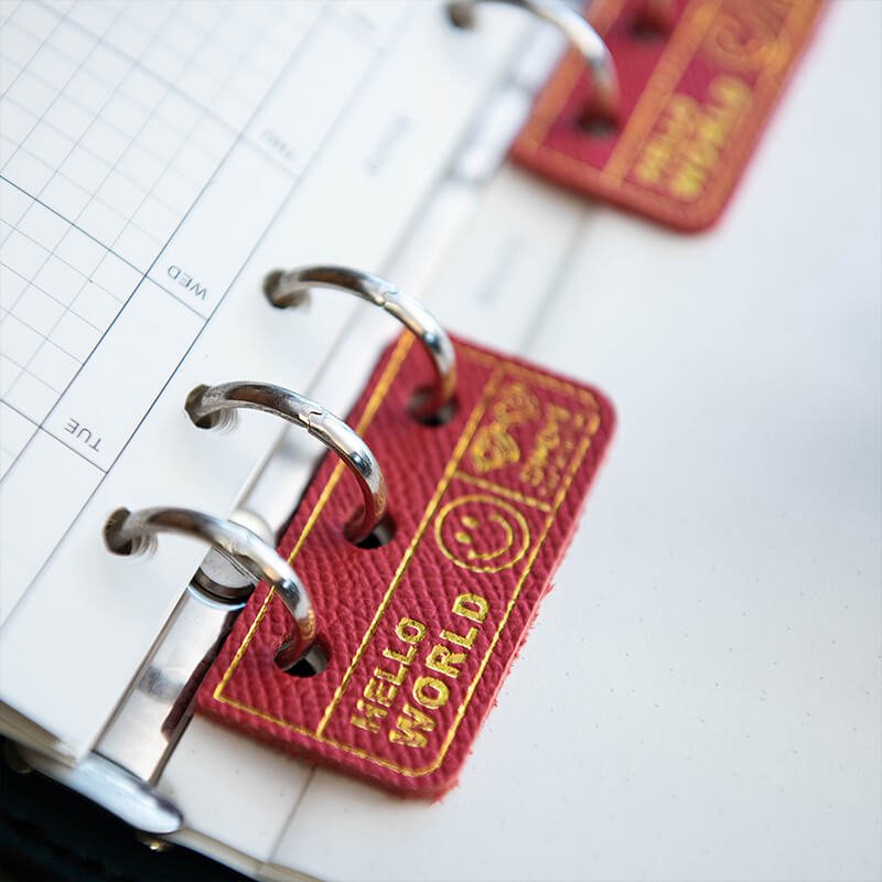 HELLO WORLD Smiley Leather Notebook Tab – Babylon Leather - Babylon LeatherBabylon LeatherLZ84-Red-2 Pieces