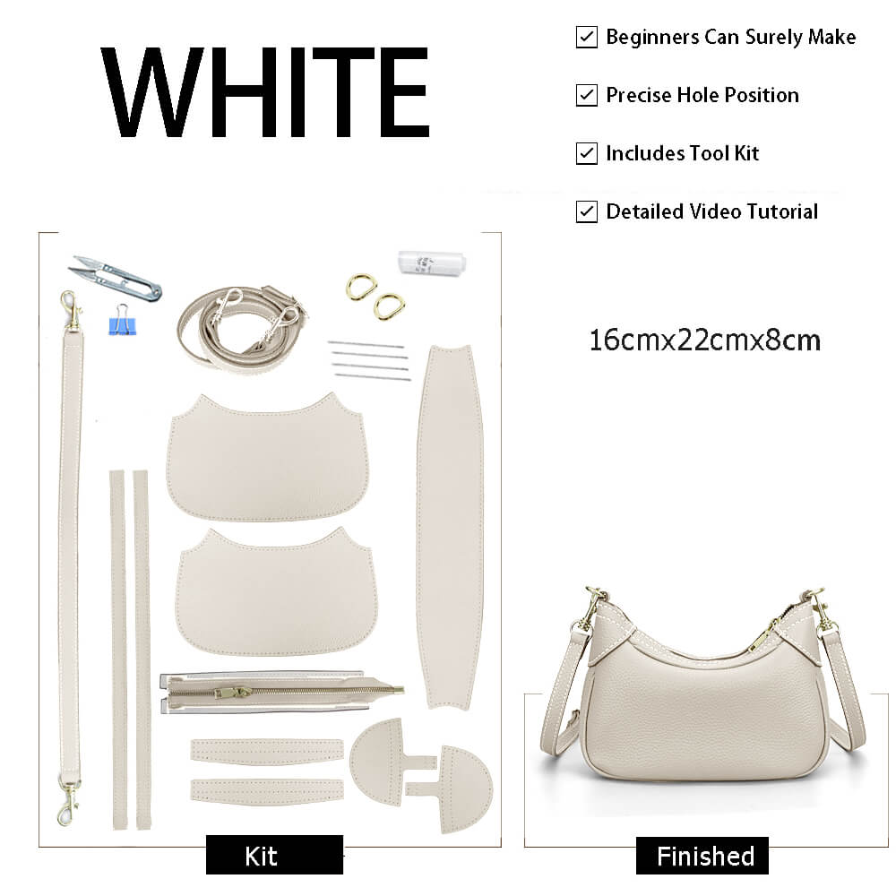 Hobo Bag DIY Leather Gift Kit – Babylon Leather - Babylon LeatherBabylon LeatherSY115-White-White