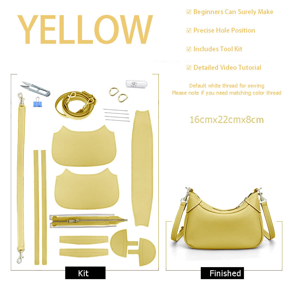 Hobo Bag DIY Leather Gift Kit – Babylon Leather - Babylon LeatherBabylon LeatherSY115-Yellow-White