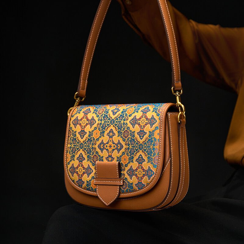 Inner Reflection Leather and Silk Shoulder Saddle Bag – Babylon Leather - Babylon LeatherBabylon LeatherTX176-Brown