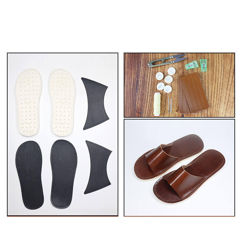 Japanese Slide Sandals Veg Tanned Leather DIY Kit – Babylon Leather - Babylon LeatherBabylon LeatherCY16-US 5–6  EU 36–37-Coffee