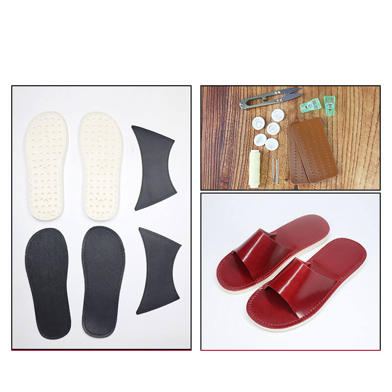 Japanese Slide Sandals Veg Tanned Leather DIY Kit – Babylon Leather - Babylon LeatherBabylon LeatherCY16-US 5–6  EU 36–37-Wine Red