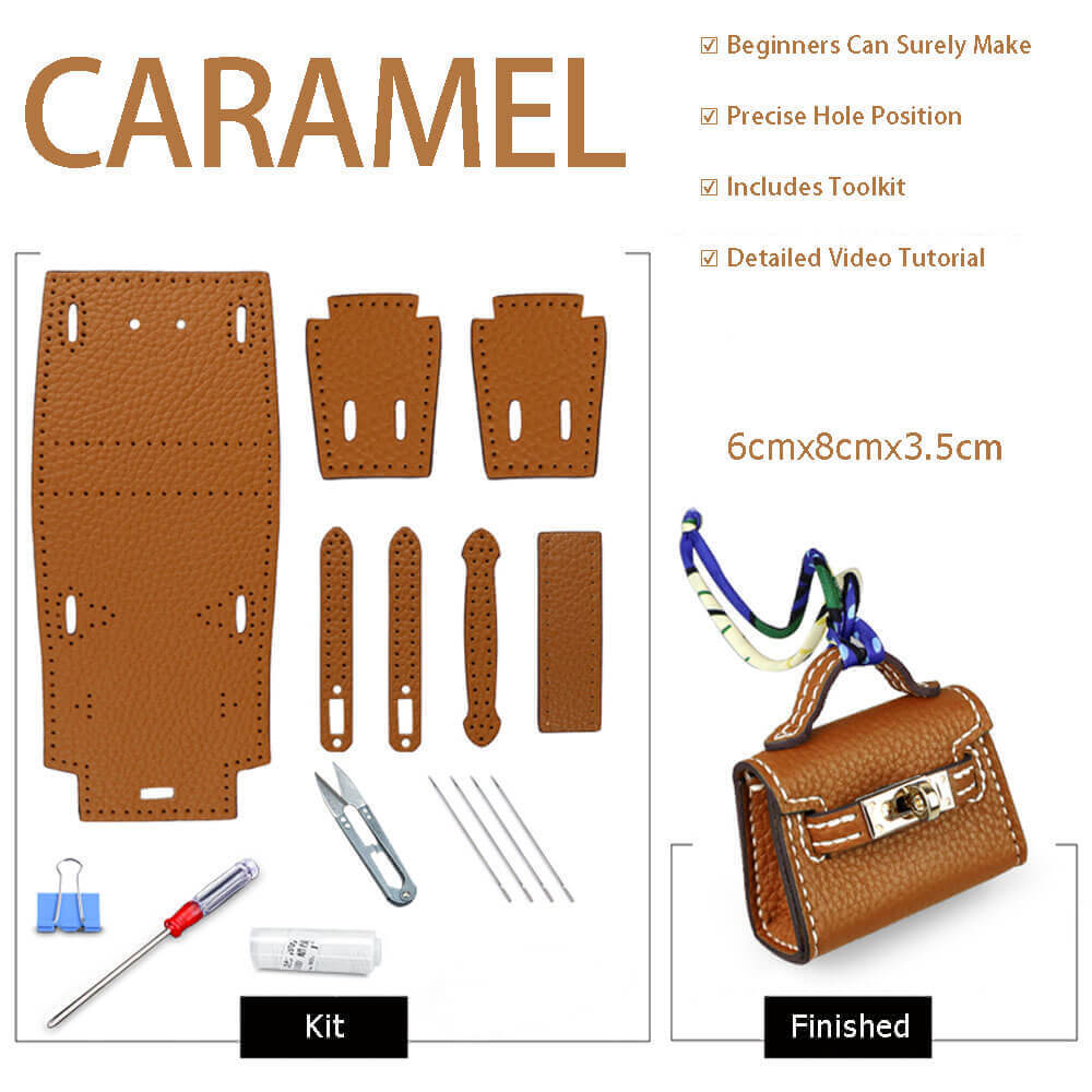 Kelly Bag Charm DIY Kit – Babylon Leather - Babylon LeatherBabylon LeatherSY111-Caramel-White