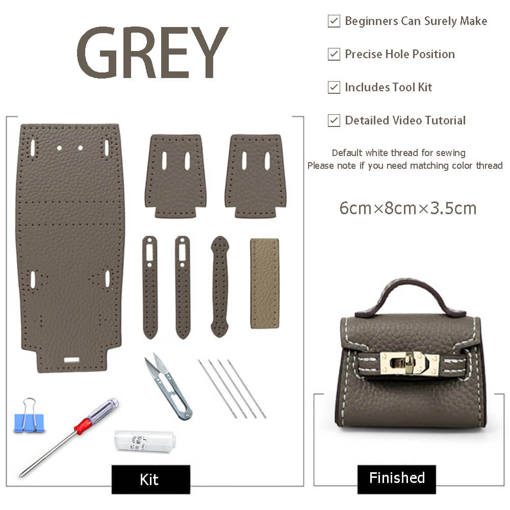Kelly Bag Charm DIY Kit – Babylon Leather - Babylon LeatherBabylon LeatherSY111-Grey-White