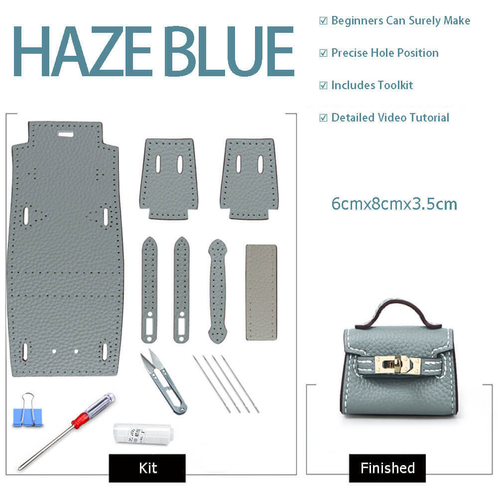 Kelly Bag Charm DIY Kit – Babylon Leather - Babylon LeatherBabylon LeatherSY111-Haze Blue-White