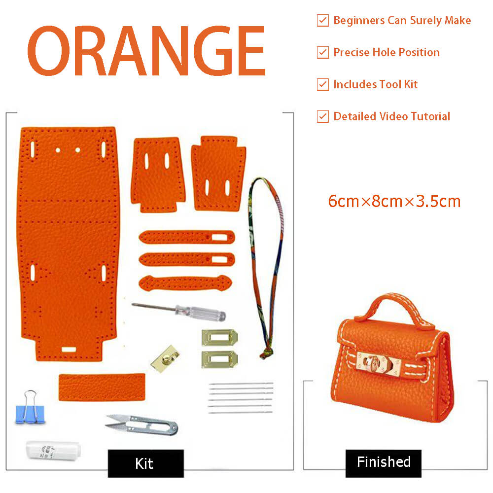 Kelly Bag Charm DIY Kit – Babylon Leather - Babylon LeatherBabylon LeatherSY111-Orange-White