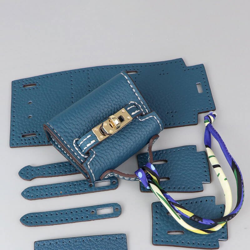Kelly Bag Charm DIY Kit – Babylon Leather - Babylon LeatherBabylon LeatherSY111 - Peacock Blue - White