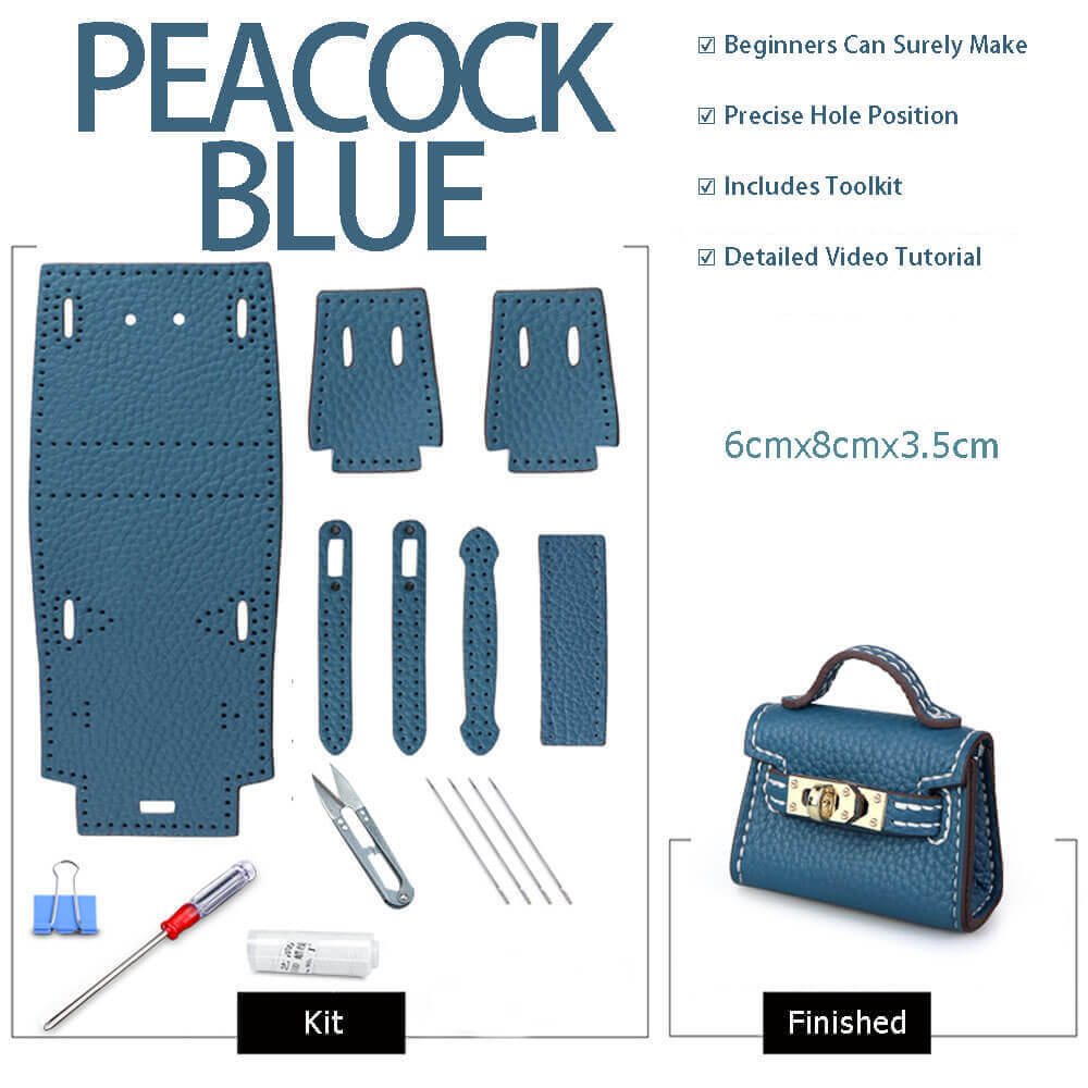 Kelly Bag Charm DIY Kit – Babylon Leather - Babylon LeatherBabylon LeatherSY111-Peacock Blue-White