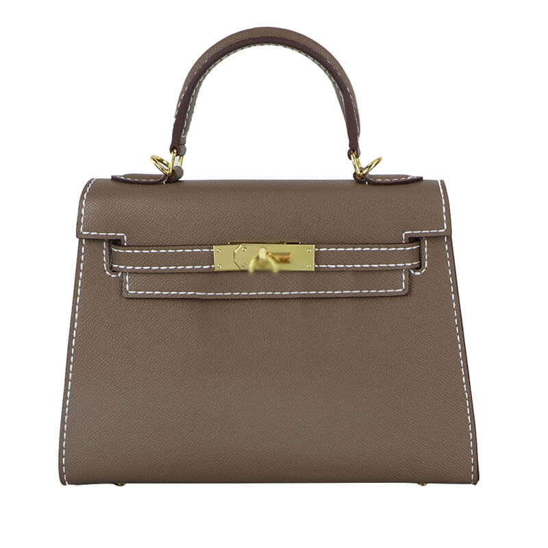 Kelly - Style Epsom Leather Bag DIY Kit – Babylon Leather - Babylon LeatherBabylon LeatherSY34 - Epsom - Brown - Large - Gold & White