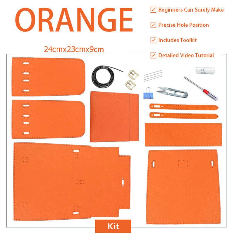 Kelly - Style Leather Backpack DIY Kit – Babylon Leather - Babylon LeatherBabylon LeatherSY12 - Orange - White