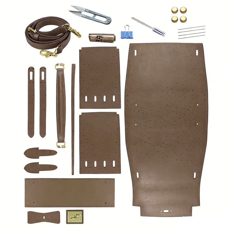 Kelly-Style Leather Bag DIY Kit with Oblique Holes Ostrich Pattern Leather – Babylon Leather