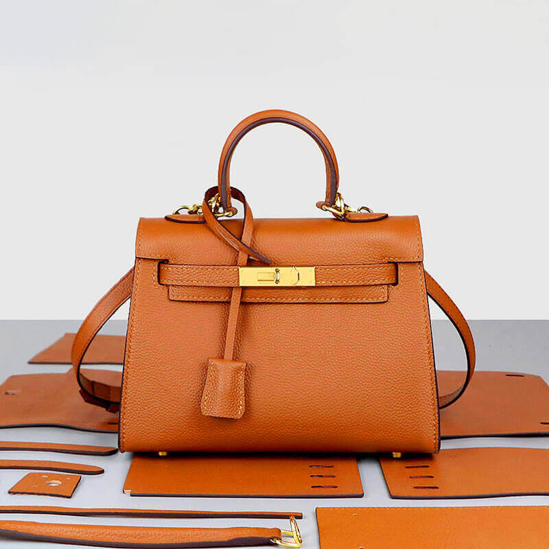Kelly - Style Leather Bag DIY Kit with Togo Leather – Babylon Leather - Babylon LeatherBabylon LeatherSY36-Togo-Caramel-Gold-Color-Matched