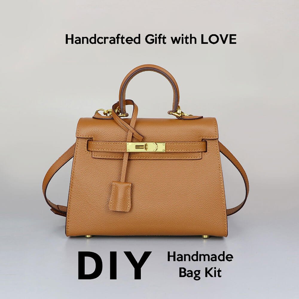 Kelly - Style Leather Bag DIY Kit with Togo Leather – Babylon Leather - Babylon LeatherBabylon LeatherSY36 - Togo - Caramel - Gold - Color - Matched