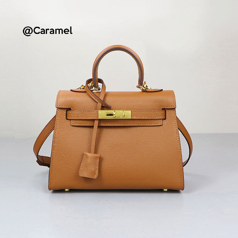 Kelly - Style Leather Bag DIY Kit with Togo Leather – Babylon Leather - Babylon LeatherBabylon LeatherSY36 - Togo - Caramel - Gold - Color - Matched