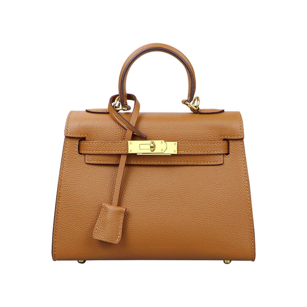 Kelly - Style Leather Bag DIY Kit with Togo Leather – Babylon Leather - Babylon LeatherBabylon LeatherSY36 - Togo - Caramel - Gold - Color - Matched