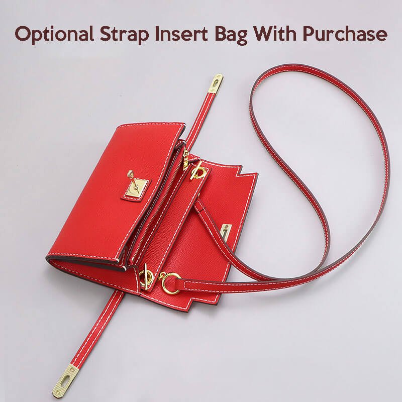 Kelly - Style Leather Clutch Handbag DIY Kit – Babylon Leather - Babylon LeatherBabylon LeatherSY21 - Matching Color - With Strap Insert Bag - Epsom Leather - Red