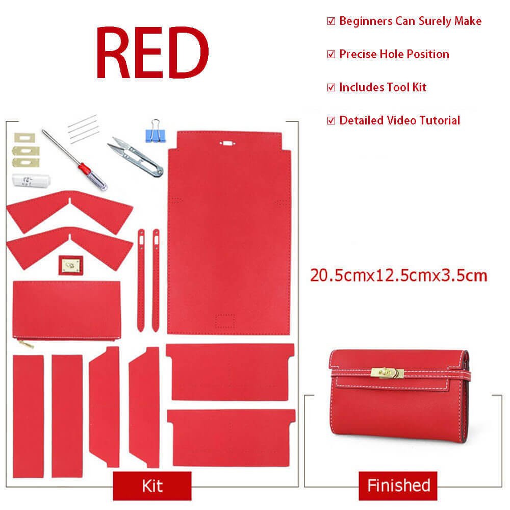 Kelly - Style Leather Clutch Handbag DIY Kit – Babylon Leather - Babylon LeatherBabylon LeatherSY21 - Red - With Strap Insert Bag - Color - Matched