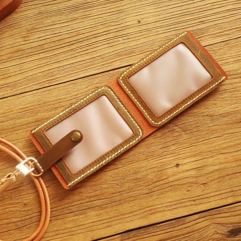 Lanyard ID Badge Holder Crazy Horse Leather DIY Kit – Babylon Leather - Babylon LeatherBabylon LeatherCY65-Brown