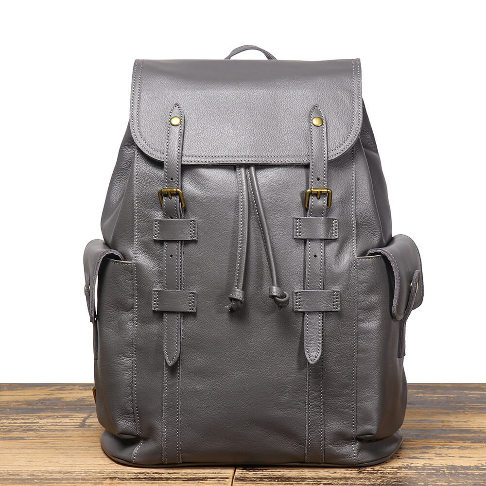 Large Capacity Top Grain Leather Backpack for Men – Babylon Leather - Babylon LeatherBabylon LeatherLJ093 - Grey