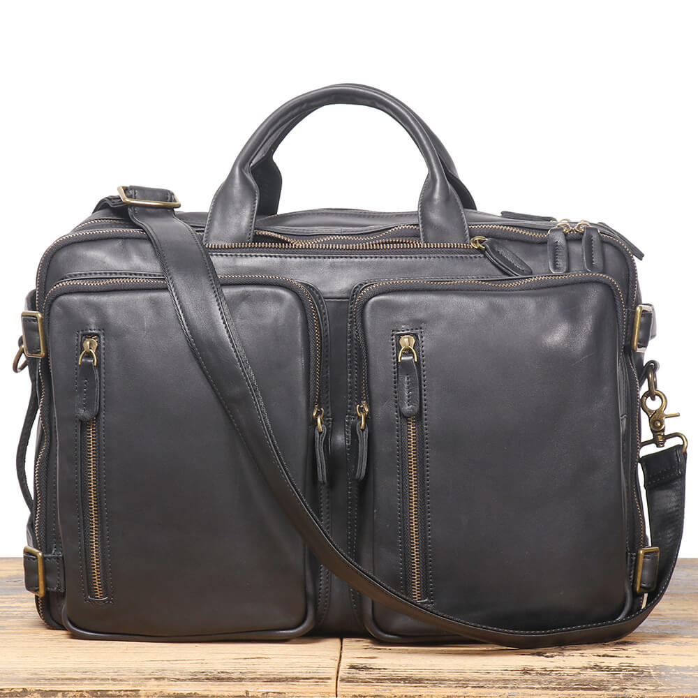 Large Leather Business Travel Briefcase – Babylon Leather - Babylon LeatherBabylon LeatherLJ056 - Black