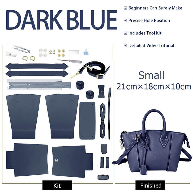 Large Leather Tote Bag DIY Kit for Beginners – Babylon Leather - Babylon LeatherBabylon LeatherSY32-Dark Blue-Small-Color-Matched