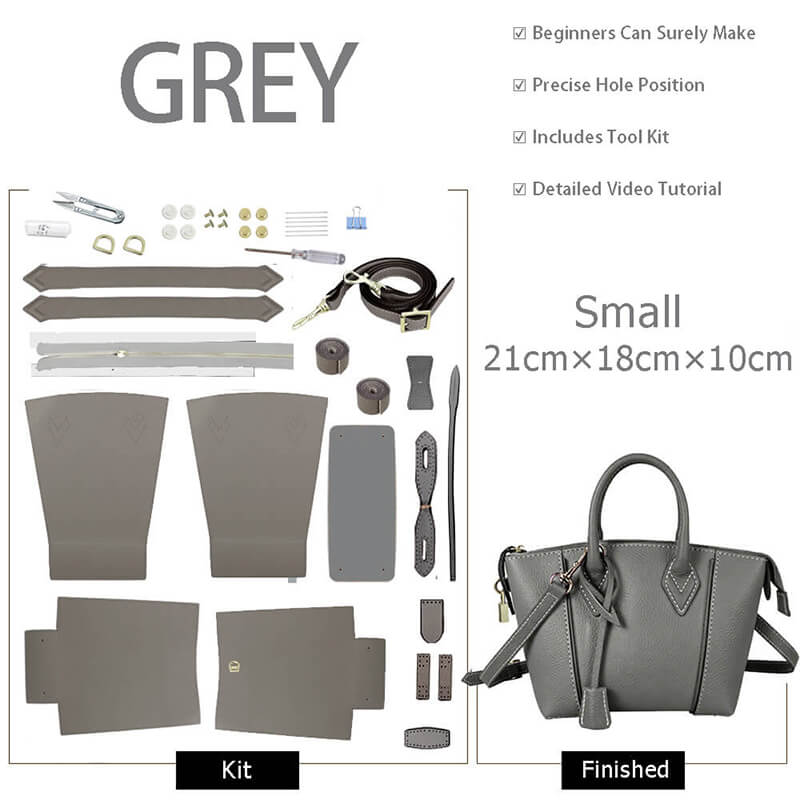 Large Leather Tote Bag DIY Kit for Beginners – Babylon Leather - Babylon LeatherBabylon LeatherSY32-Grey-Small-Color-Matched