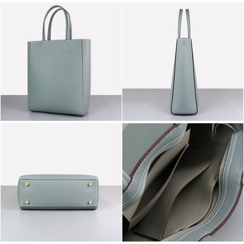 Large Sac Plat Leather Tote Bag DIY Kit – Babylon Leather - Babylon LeatherBabylon LeatherSY37 - Haze Blue - White